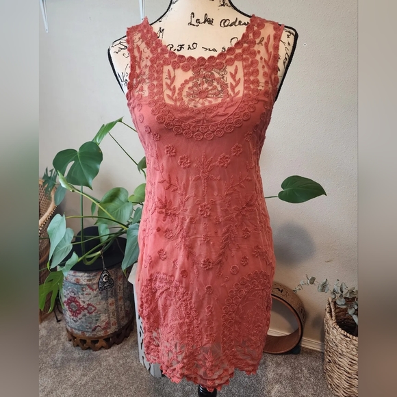 FREE PEOPLE (RARE) Embroidered dress with matching shell - Picture 2 of 5